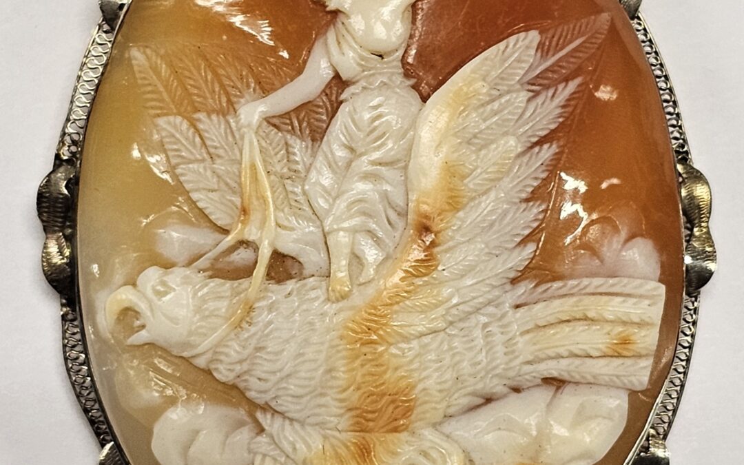 Stunning French 1860-70s Shell Carved Cameo Brooch