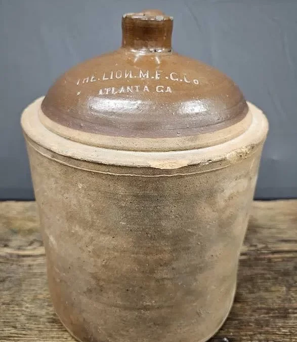 The Lion. MFG Co. Liquor Jug Atlanta Ga. 1 Gallon Jug