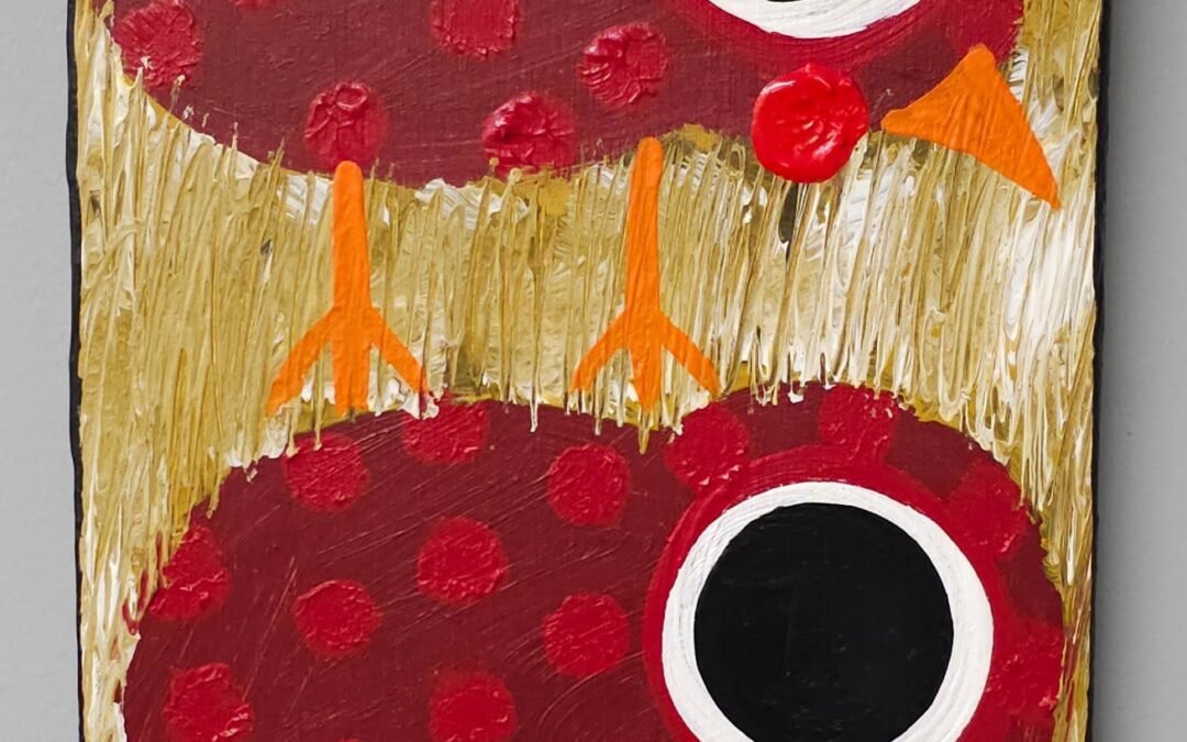 Cornbread “Red Dot Chicks” Folk Art Painting