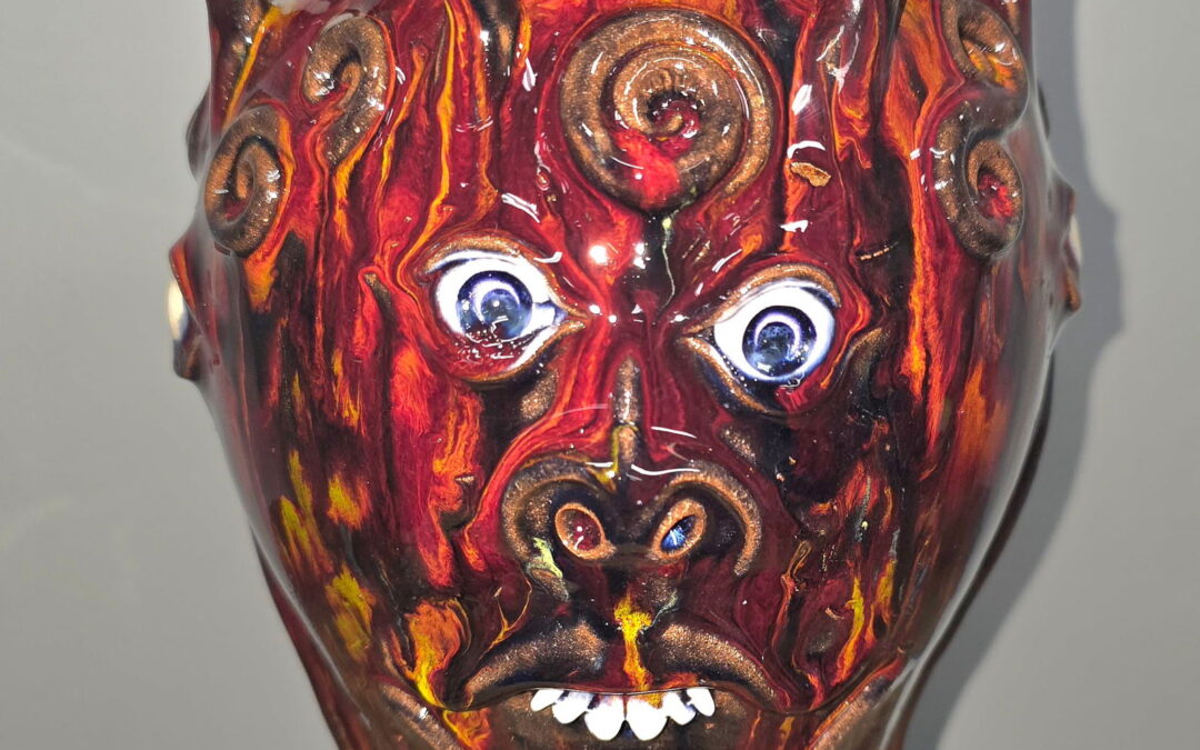 Roger Corn 4 Face Decorated Face Vase