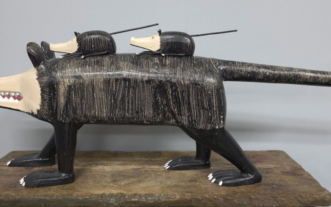 Twyla and Lonnie Money’s Folk Art Carved Opossum
