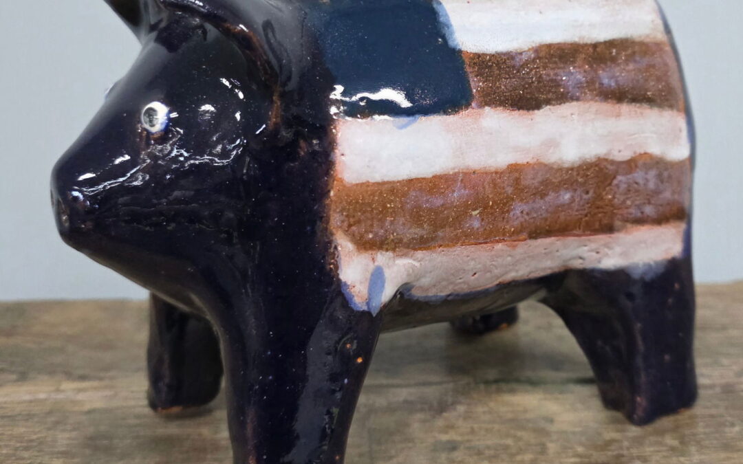 Larry Wilson Folk Pottery Patriotic Pig