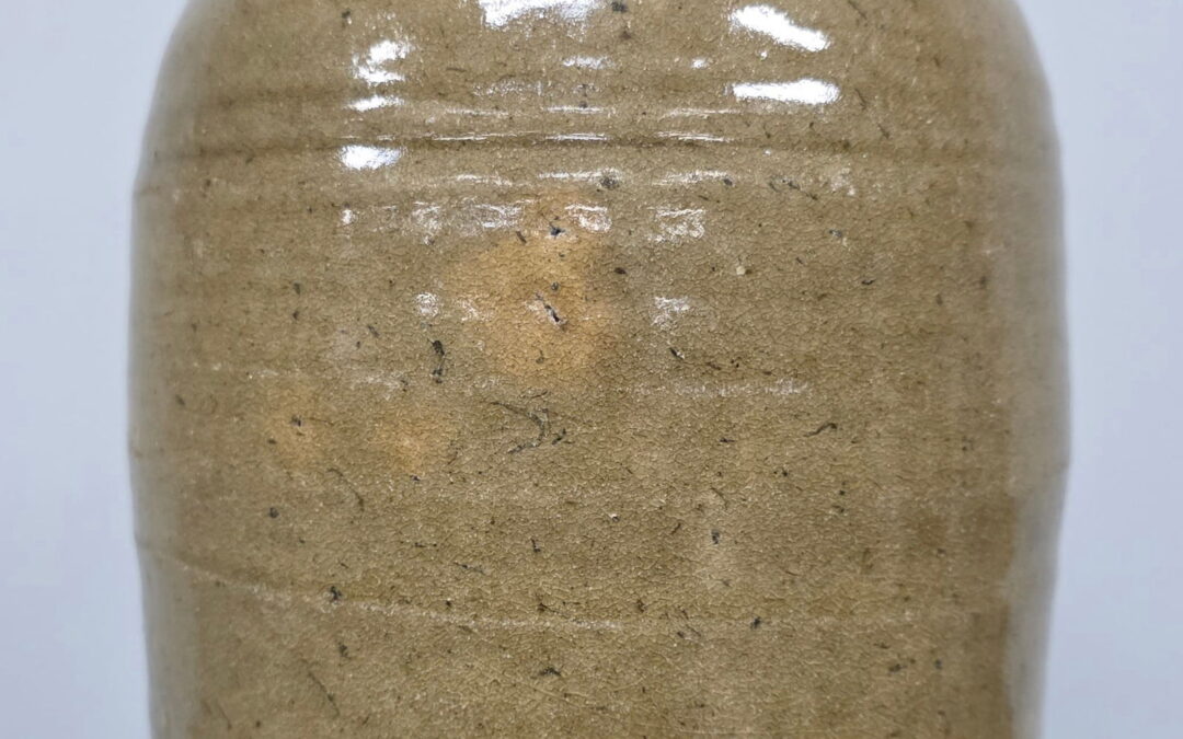 1850s Decorated Bacon Level Ussery Shop Marked Jar